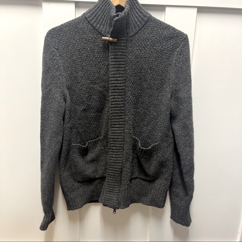 Banana Republic grey wool zip up sweater size S